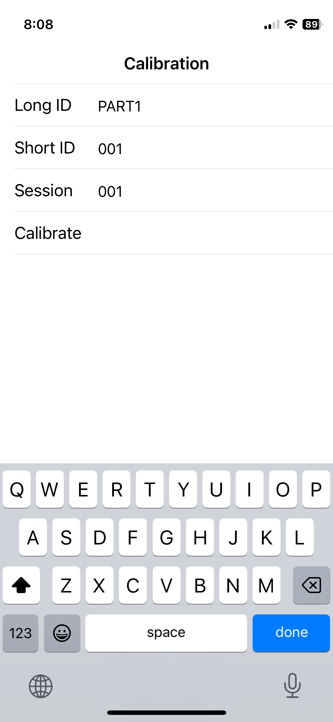 image of calibration page