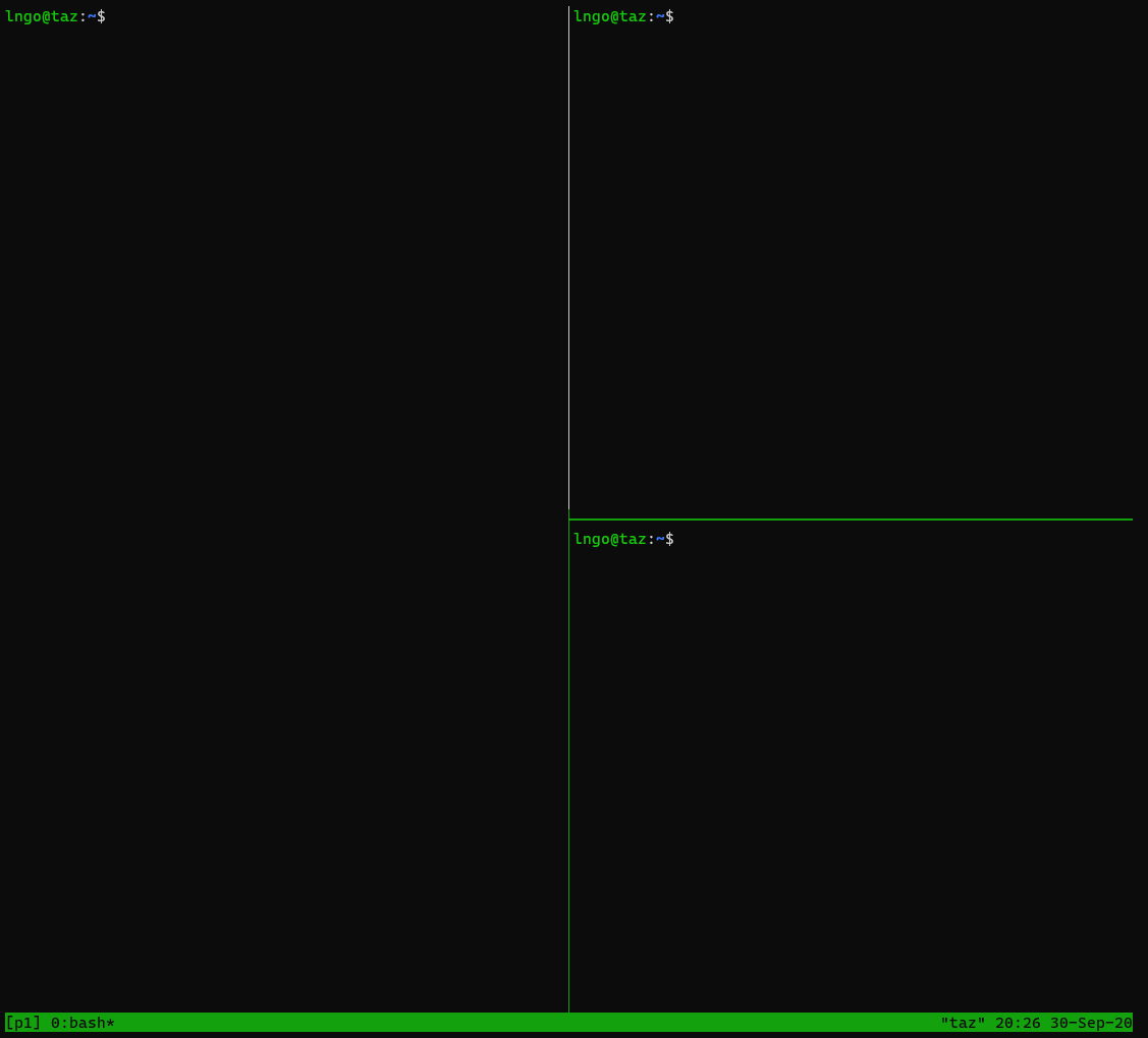 Horizontal split a tmux pane