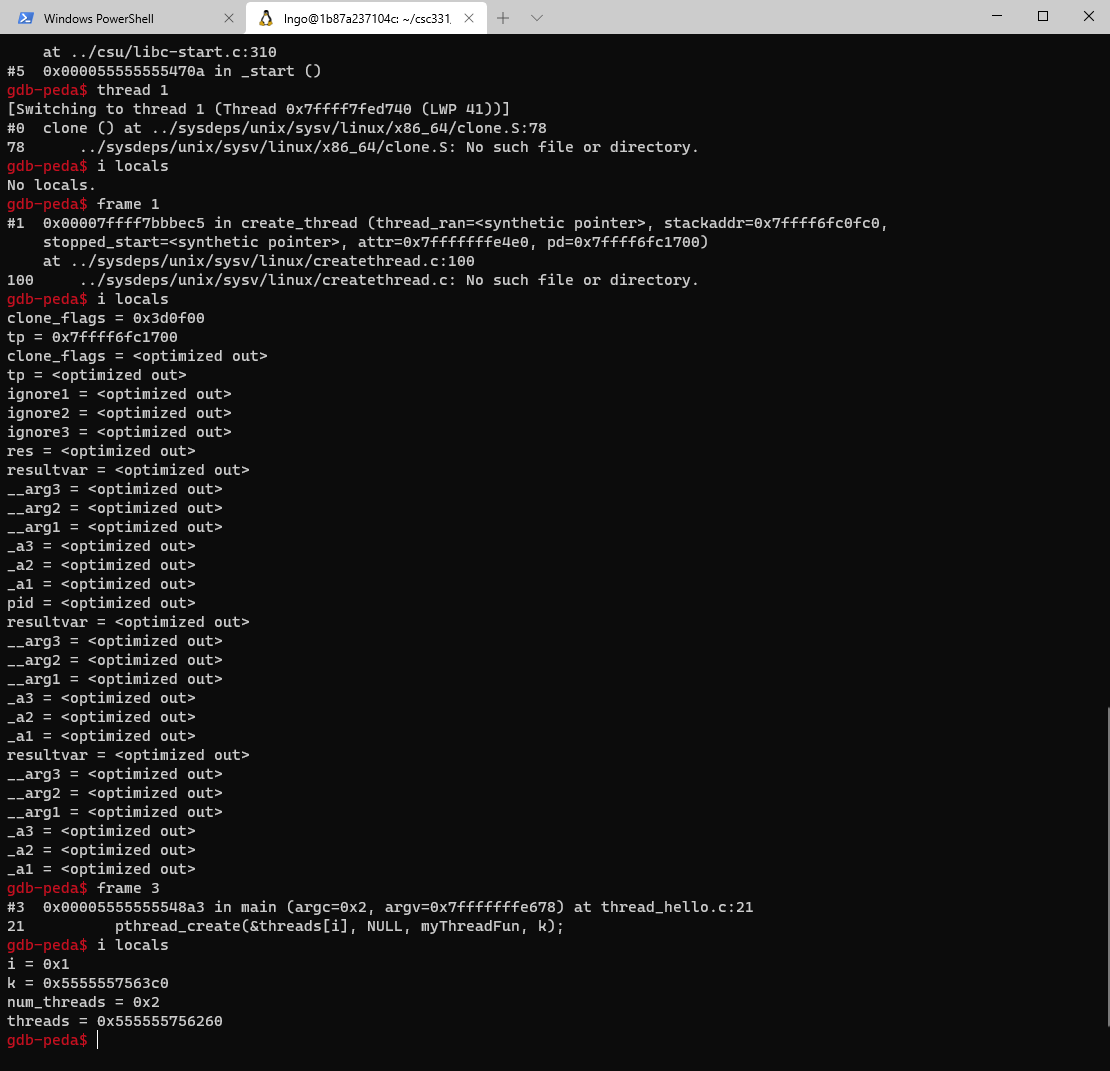 gdb thread backtrace
