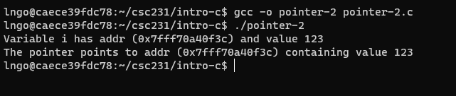 Compile and run pointer-2.c