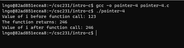 Compile and run pointer-4.c