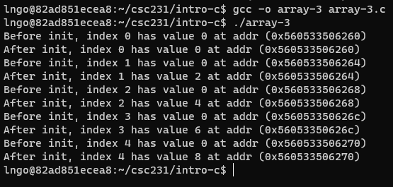 Compile and run array-3.c
