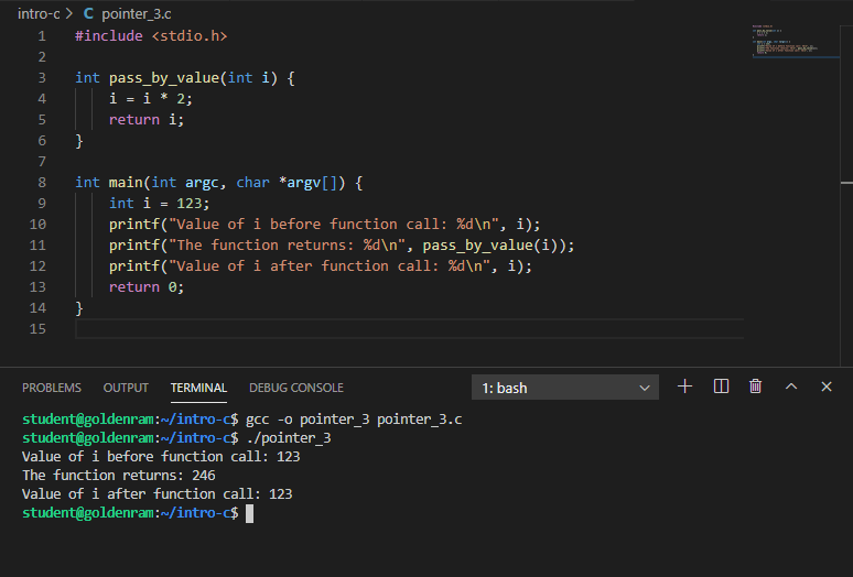 Compile and run pointer_3.c