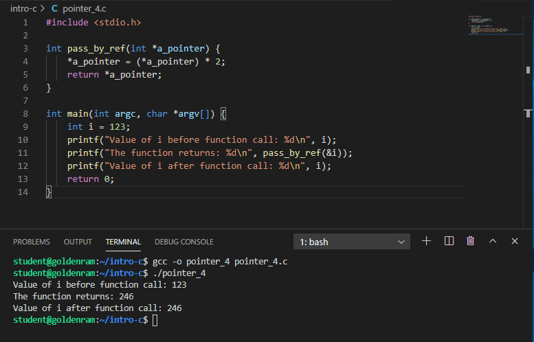 Compile and run pointer_4.c