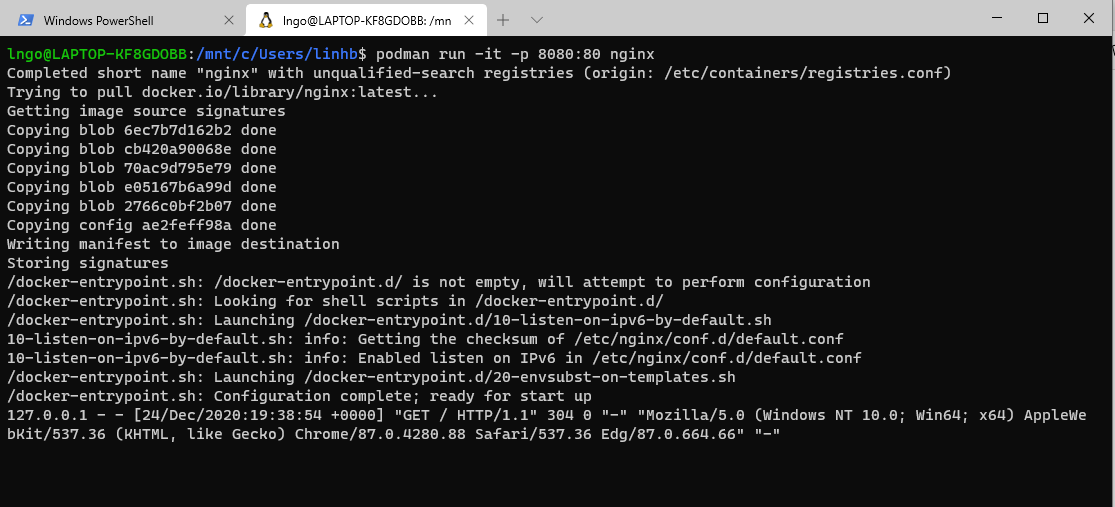 Launch nginx via podman