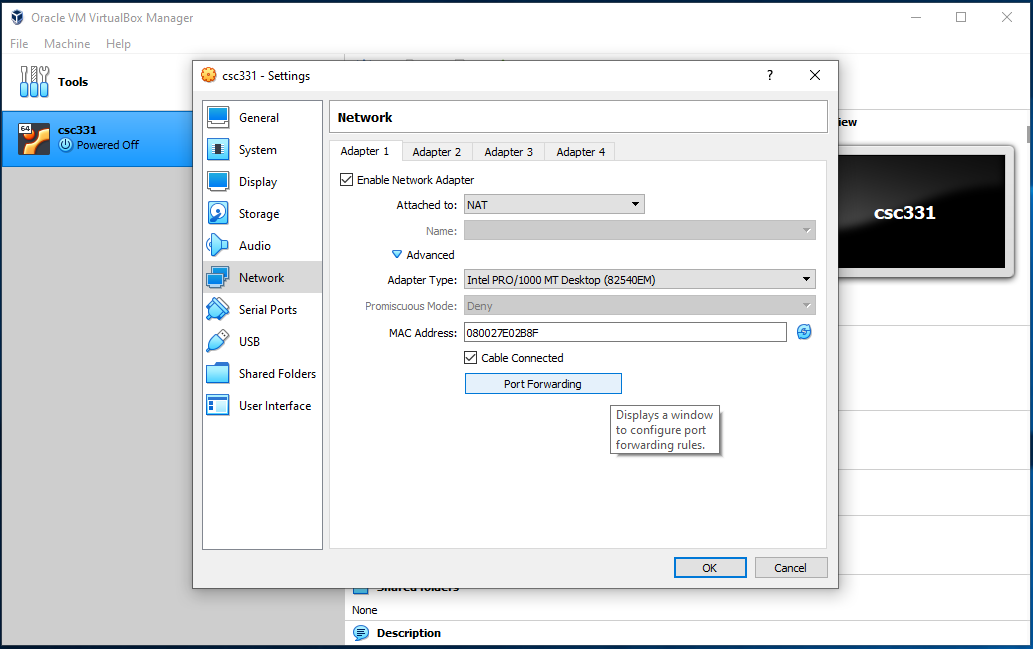 virtual machine settings