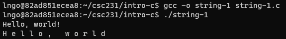 Compile and run string-1.c