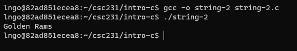 Compile and run string-2.c