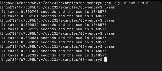 differences in performance due to access pattern