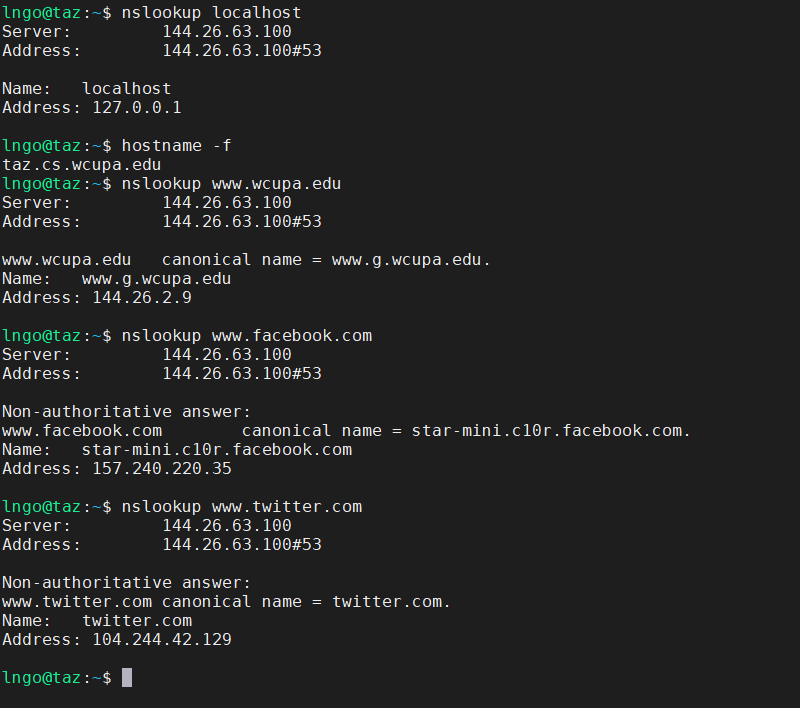 nslookup