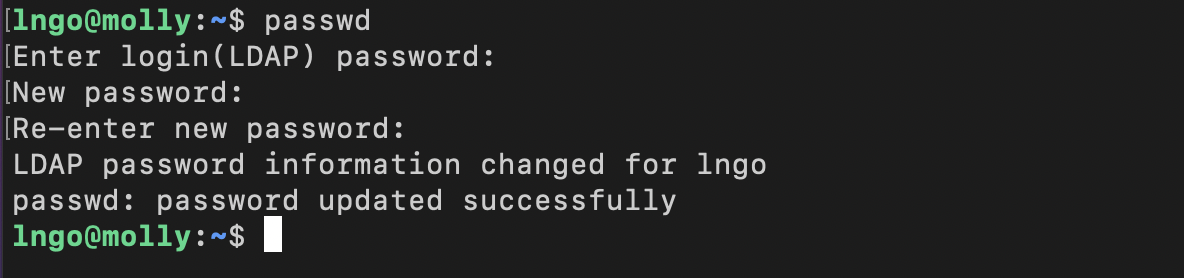 Changing password