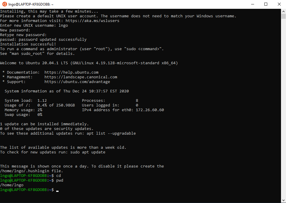 Initial setup Ubuntu 20.04