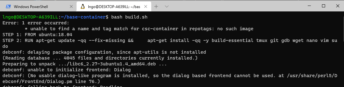 Top parts of the build script