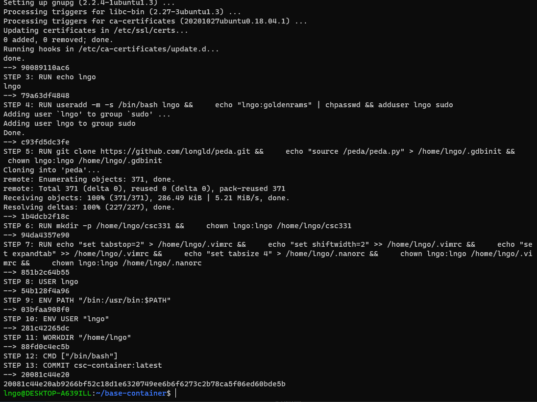 Bottom parts of the build script