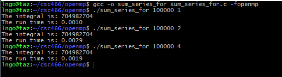 compile and run sum_series_for.c