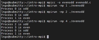 compile and run evenodd.c