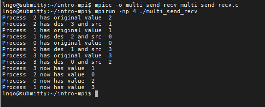 compile and run multi_send_recv.c