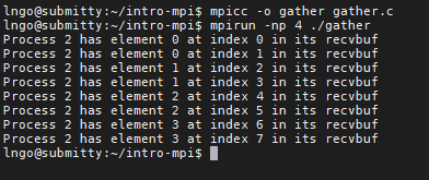 compile and run gather.c