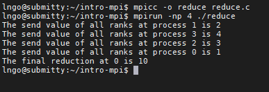 compile and run reduce.c